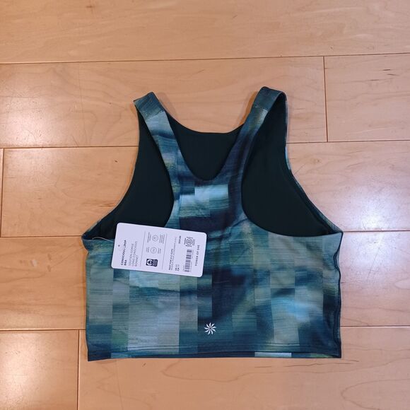 NEW Athleta Conscious Crop Bra Size XS/ A-C Cup Green Abstract Print Tank Top - Picture 6 of 10